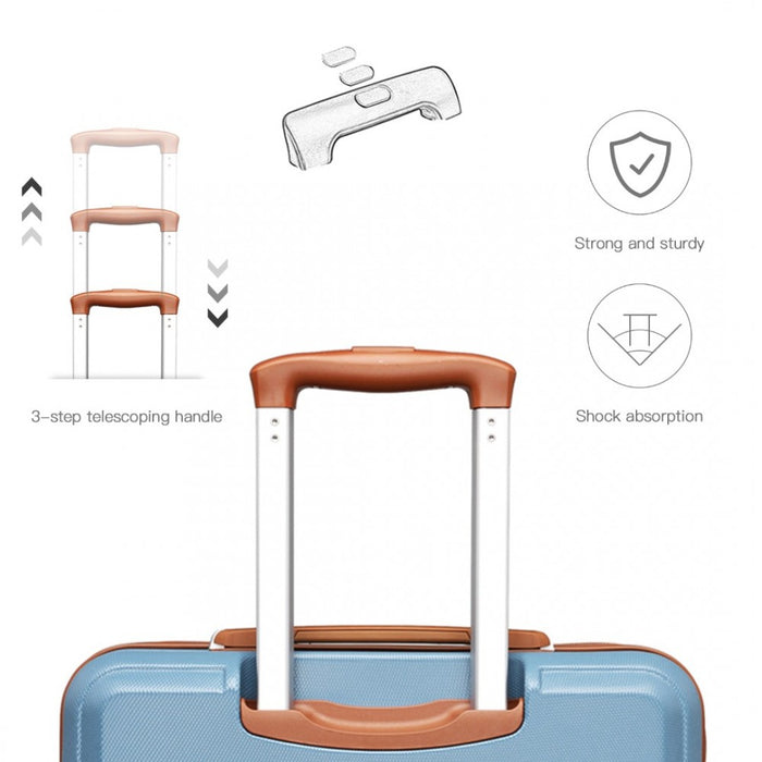 K1871-1L - Kono ABS 28 Inch Sculpted Horizontal Design Suitcase - Grayish Blue And Brown