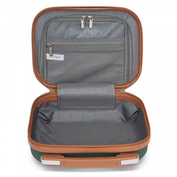 K1871-1L - Kono ABS 4 Wheel Suitcase Set with Vanity Case - Green And Brown