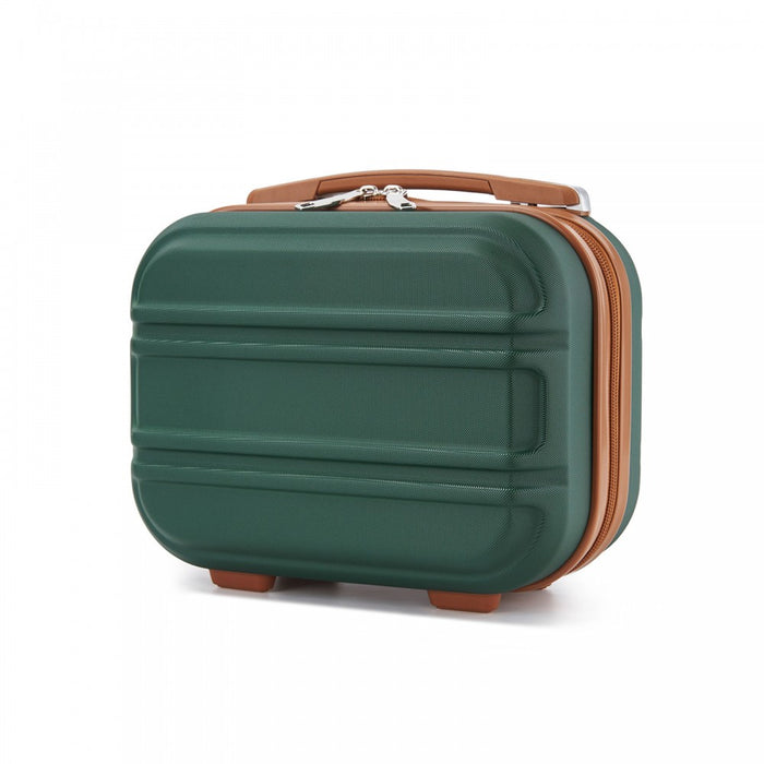 K1871-1L - Kono 12 Inch Lightweight Hard Shell ABS Vanity Case - Green And Brown