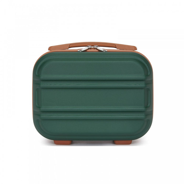 K1871-1L - Kono 12 Inch Lightweight Hard Shell ABS Vanity Case - Green And Brown