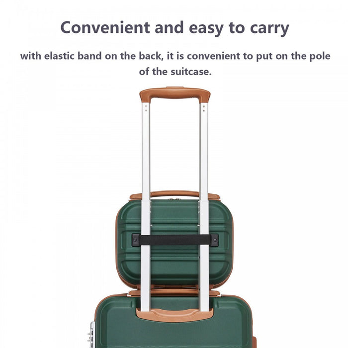 K1871-1L - Kono 12 Inch Lightweight Hard Shell ABS Vanity Case - Green And Brown