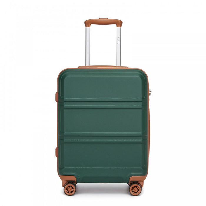 K1871-1L - Kono ABS 20 Inch Sculpted Horizontal Design Cabin Luggage - Green And Brown