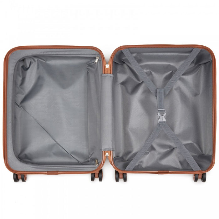K1871-1L - Kono ABS 4 Wheel Suitcase Set with Vanity Case - Green And Brown