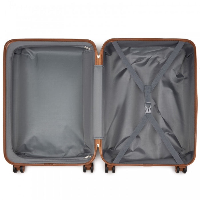 K1871-1L - Kono ABS 24 Inch Sculpted Horizontal Design Suitcase - Green And Brown