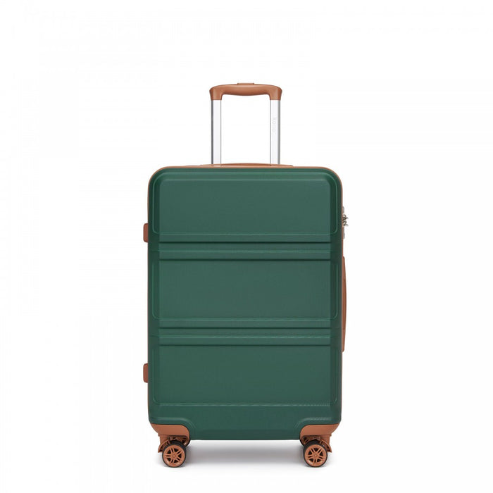 K1871-1L - Kono ABS 24 Inch Sculpted Horizontal Design Suitcase - Green And Brown