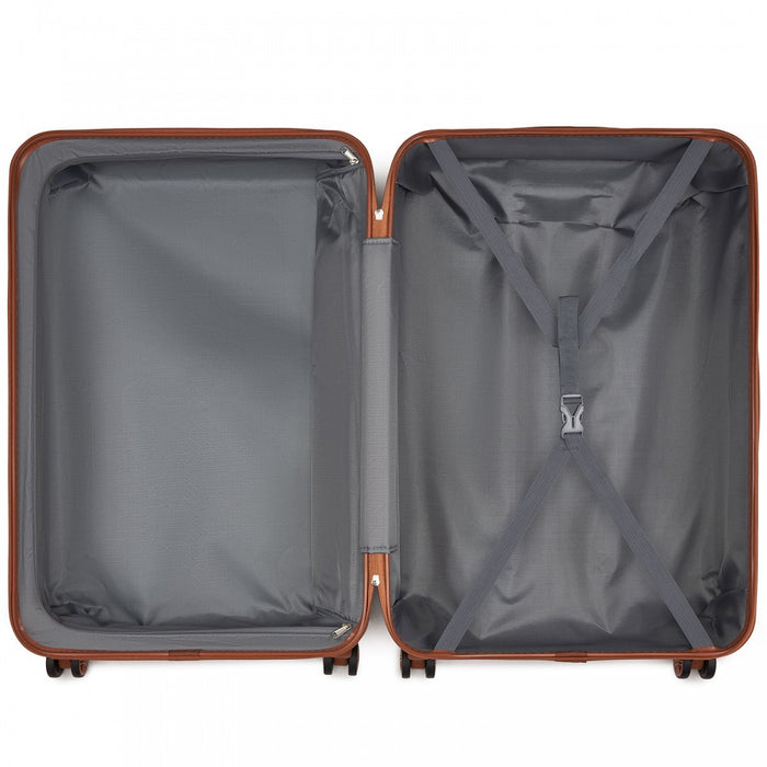 K1871-1L - Kono ABS 28 Inch Sculpted Horizontal Design Suitcase - Green And Brown