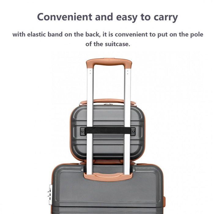K1871-1L - Kono 12 Inch Lightweight Hard Shell ABS Vanity Case - Grey And Brown