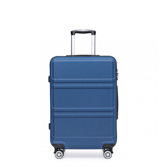 K1871-1L - Kono ABS 24 Inch Sculpted Horizontal Design Suitcase - Navy Blue