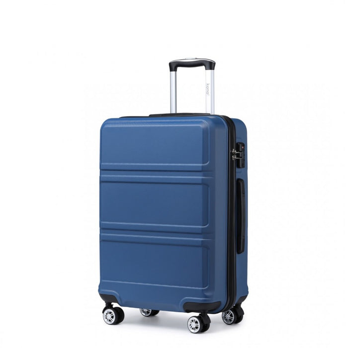 K1871-1L - Kono ABS 24 Inch Sculpted Horizontal Design Suitcase - Navy Blue