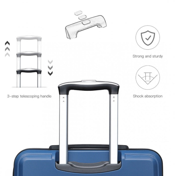 K1871-1L - Kono ABS 24 Inch Sculpted Horizontal Design Suitcase - Navy Blue