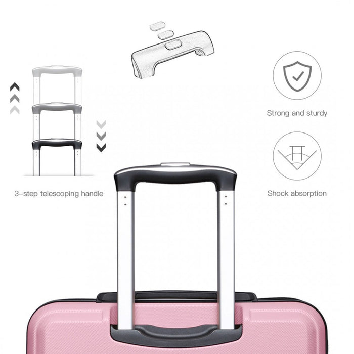 K1871-1L - Kono ABS 28 Inch Sculpted Horizontal Design Suitcase - Pink