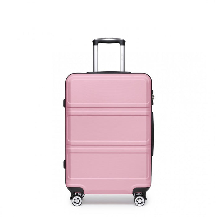 K1871-1L - Kono ABS 28 Inch Sculpted Horizontal Design Suitcase - Pink
