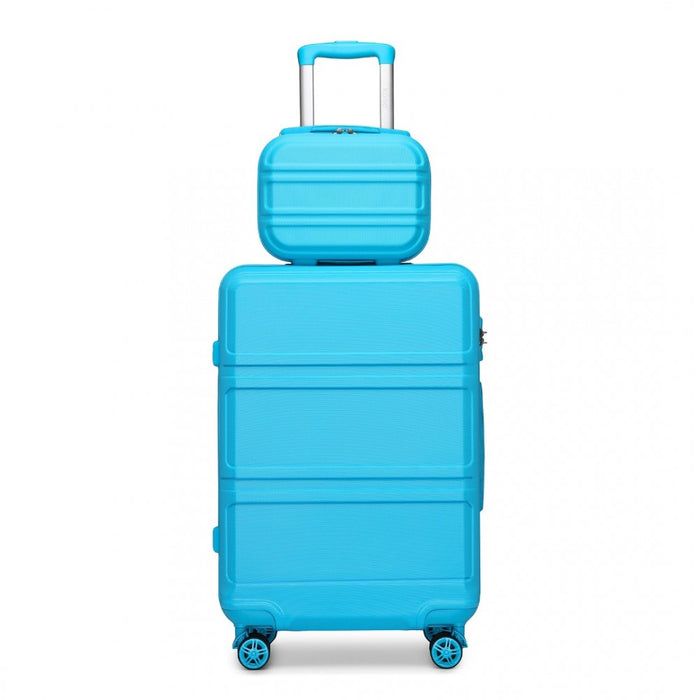 K1871-1L - Kono ABS 4 Wheel Suitcase Set with Vanity Case - Blue