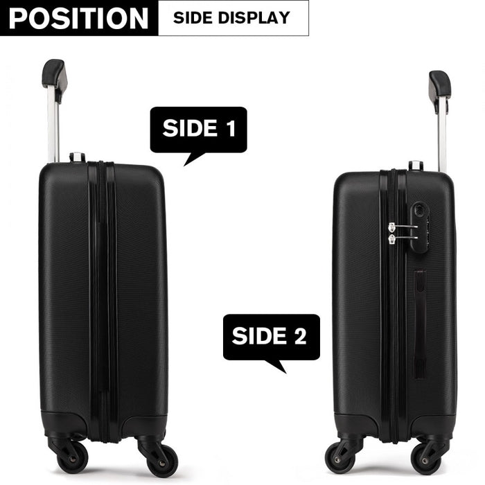 K1872L - Kono 19-24-28 Inch ABS Hard Shell Luggage 4 Wheel Spinner Suitcase Set - Black