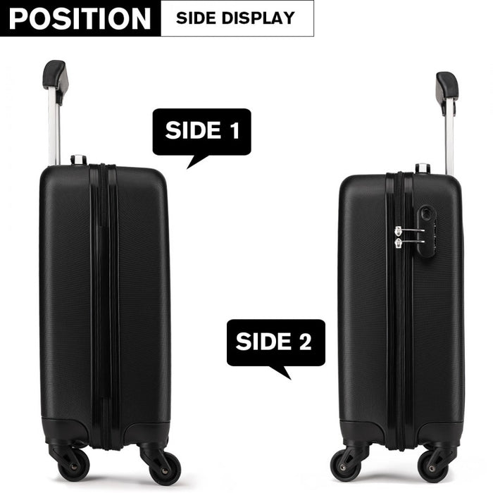 K1872L - Kono 19 Inch ABS Hard Shell Carry On Luggage 4 Wheel Spinner Suitcase - Black