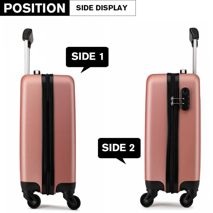 K1872L - Kono 19 Inch ABS Hard Shell Carry On Luggage 4 Wheel Spinner Suitcase - Nude