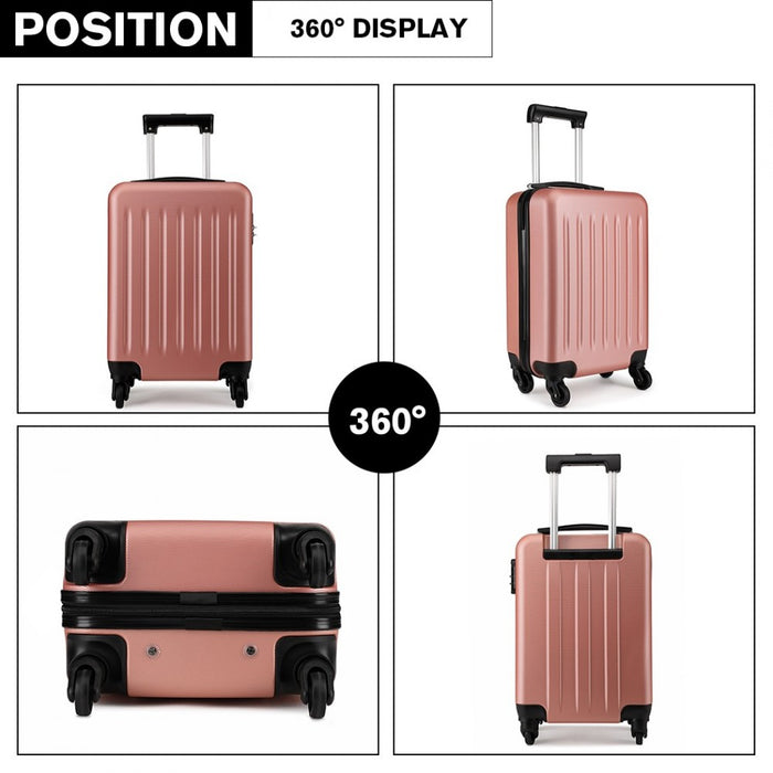 K1872L - Kono 19 Inch ABS Hard Shell Carry On Luggage 4 Wheel Spinner Suitcase - Nude