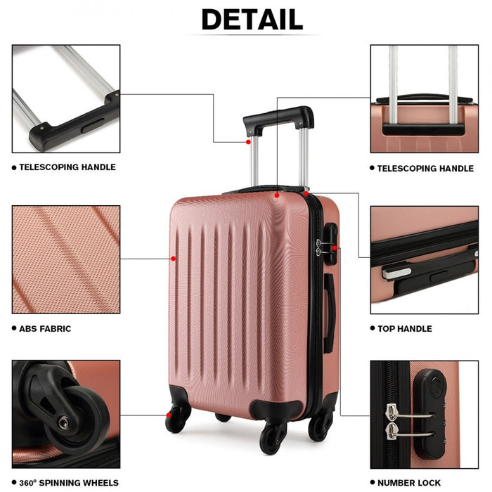 K1872L - Kono 28 Inch ABS Hard Shell Luggage 4 Wheel Spinner Suitcase - Nude