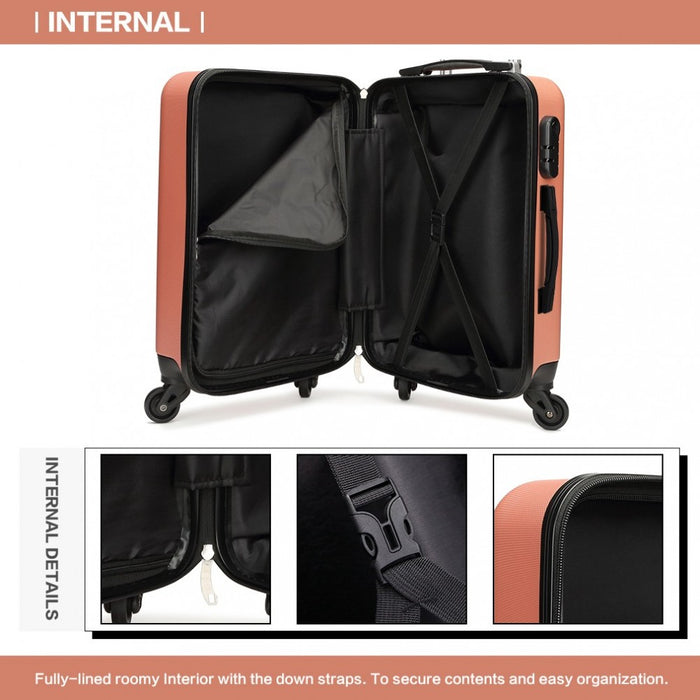 K1872L - Kono 28 Inch ABS Hard Shell Luggage 4 Wheel Spinner Suitcase - Nude
