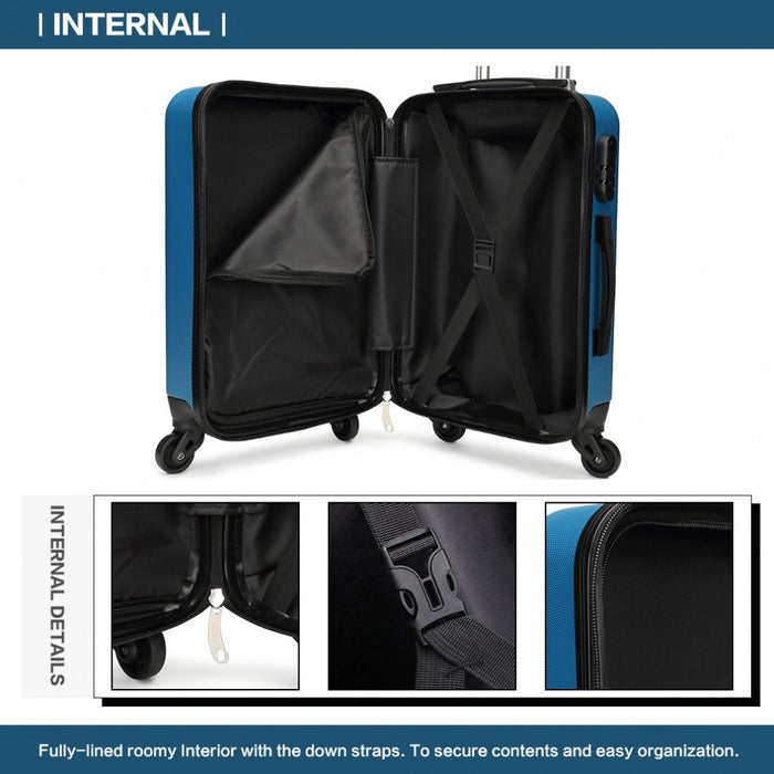 K1872L - Kono 24 Inch ABS Hard Shell Luggage 4 Wheel Spinner Suitcase - Navy