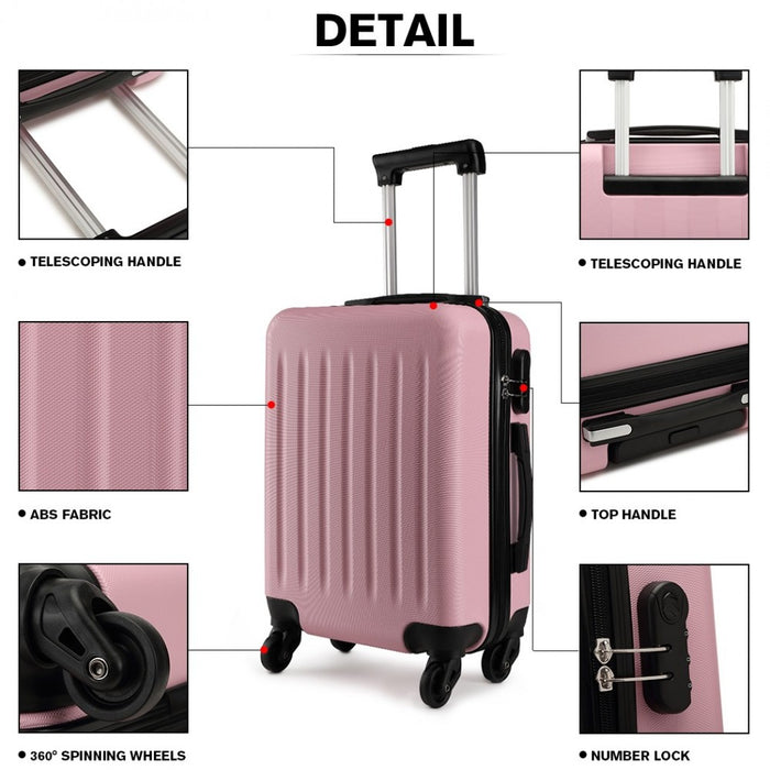 K1872L - Kono 28 Inch ABS Hard Shell Luggage 4 Wheel Spinner Suitcase - Pink