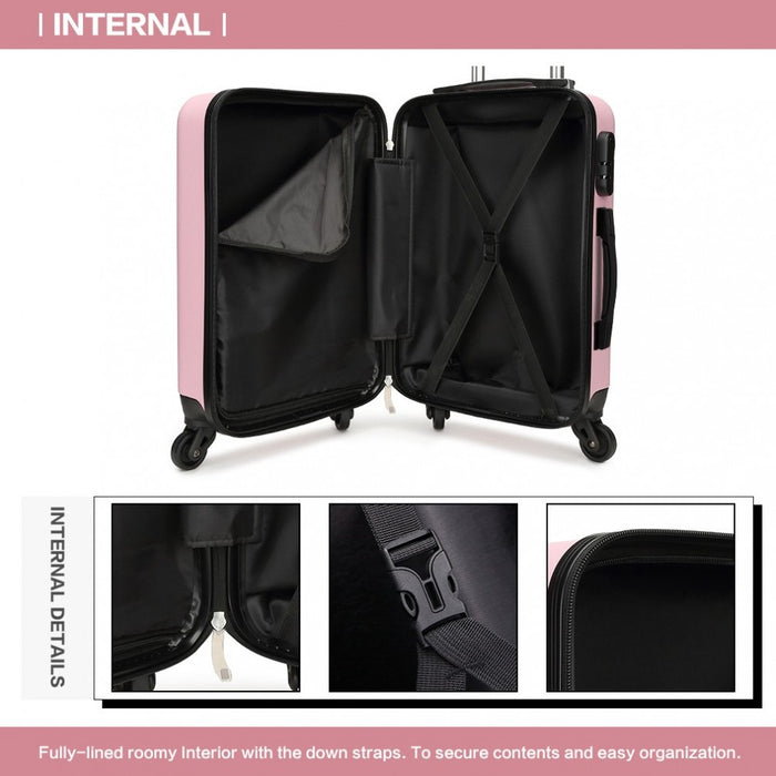 K1872L - Kono 24 Inch ABS Hard Shell Luggage 4 Wheel Spinner Suitcase - Pink