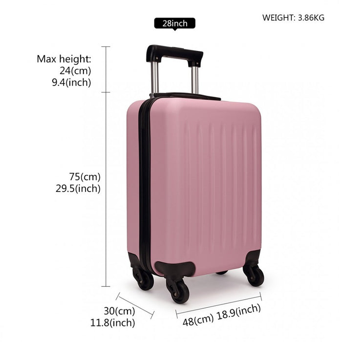 K1872L - Kono 28 Inch ABS Hard Shell Luggage 4 Wheel Spinner Suitcase - Pink