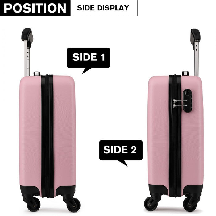 K1872L - Kono 19 Inch ABS Hard Shell Carry On Luggage 4 Wheel Spinner Suitcase - Pink