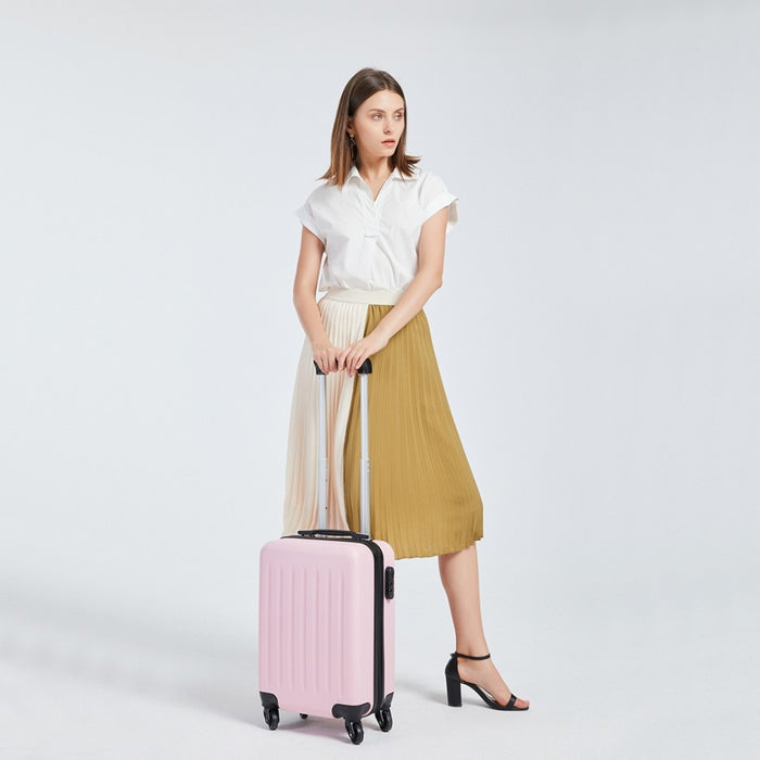 K1872L - Kono 19 Inch ABS Hard Shell Carry On Luggage 4 Wheel Spinner Suitcase - Grey