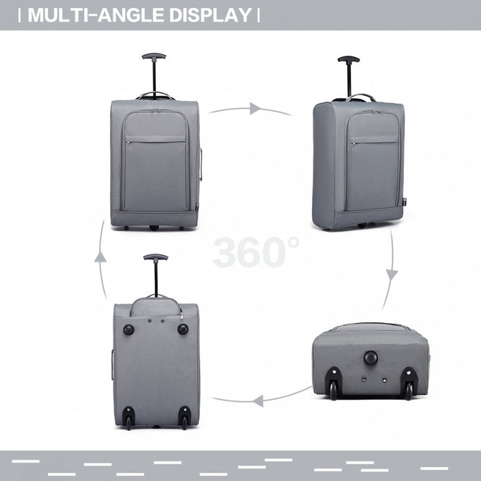 K1873-2 - Kono CABIN SIZE SOFT SHELL HAND LUGGAGE - GREY