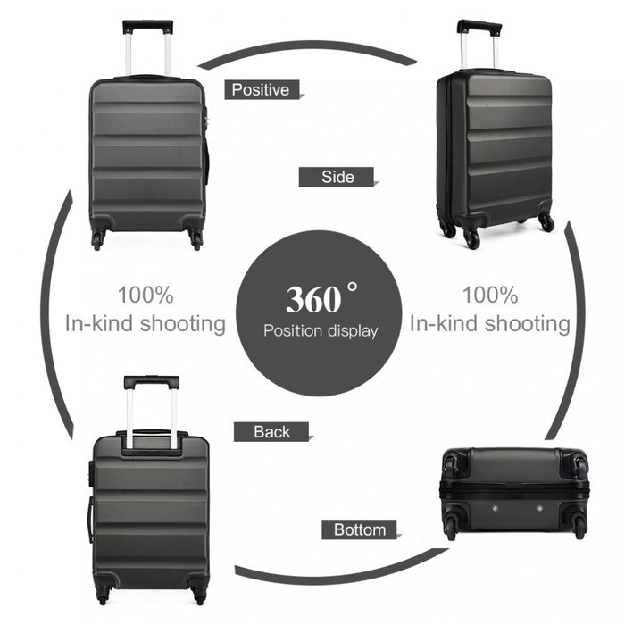 K1991-1L - Kono 24 Inch Horizontal Design ABS Hard Shell Suitcase With TSA Lock - Grey