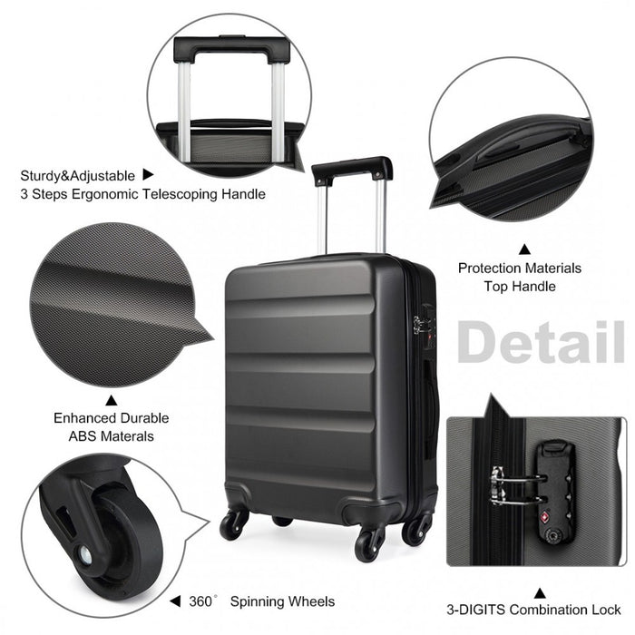 K1991-1L - Kono 24 Inch Horizontal Design ABS Hard Shell Suitcase With TSA Lock - Grey