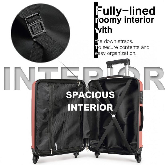 K1991-1L - Kono 24 Inch Horizontal Design ABS Hard Shell Suitcase With TSA Lock - Nude