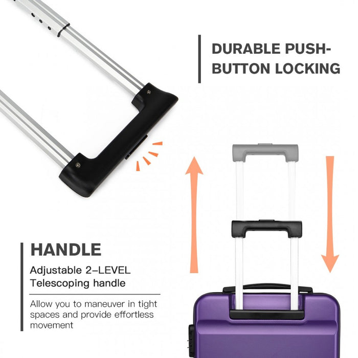K1991-1L - Kono 19 Inch Horizontal Design ABS Hard Shell Suitcase With TSA Lock - Purple