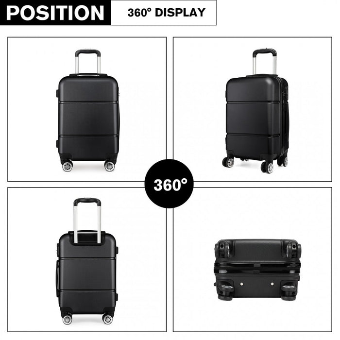 K1995L - Kono Hard Shell ABS Carry On Suitcase 20 Inch - Black