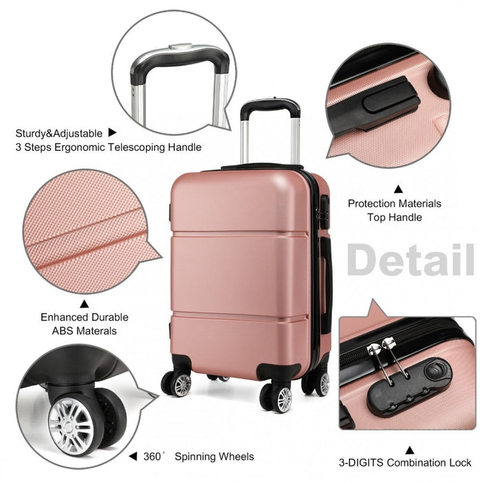 K1995L - Kono Hard Shell ABS Carry On Suitcase 20 Inch - Nude
