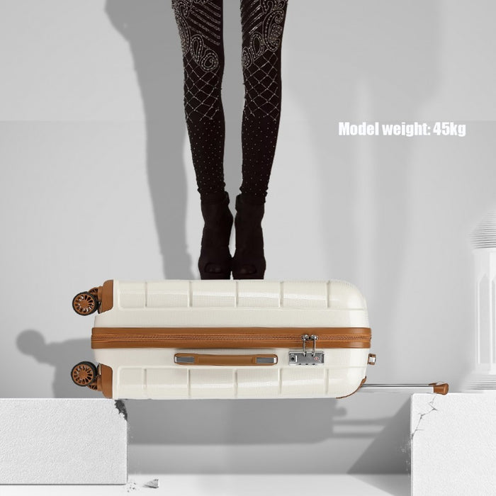 K1997L - KONO 20 INCH CABIN SIZE HARD SHELL PP SUITCASE - CREAM