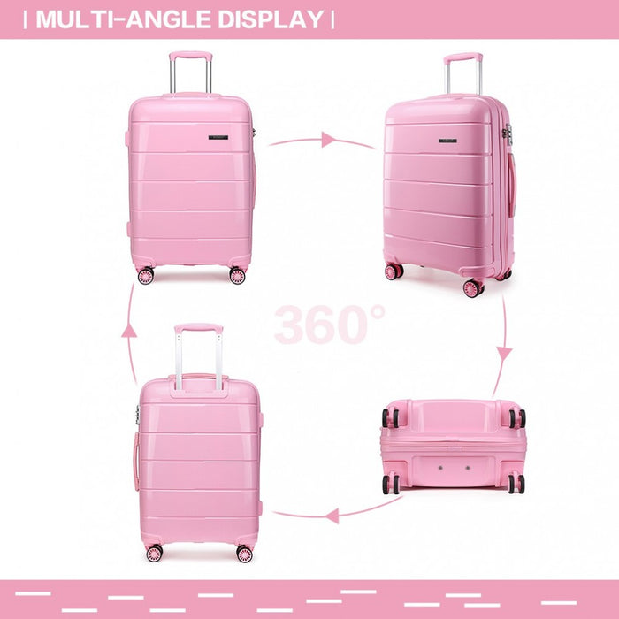 K1997L - KONO 20 INCH CABIN SIZE HARD SHELL PP SUITCASE - PINK