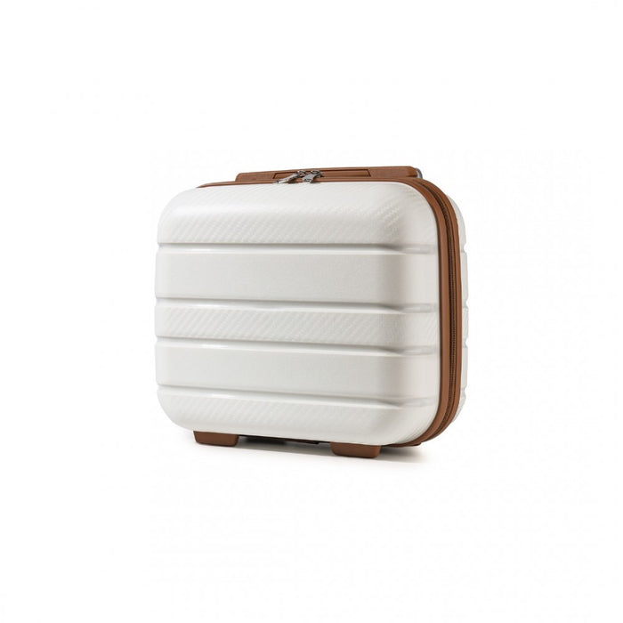 K2091L - Kono 14 Inch Multi Texture Hard Shell PP Vanity Case - Classic Collection - Cream