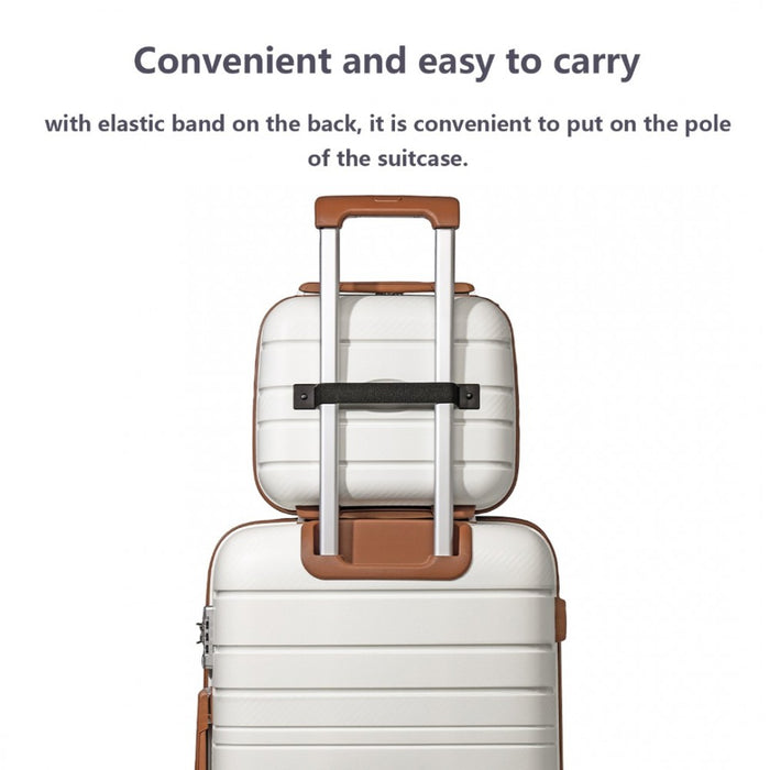K2091L - Kono 14 Inch Multi Texture Hard Shell PP Vanity Case - Classic Collection - Cream