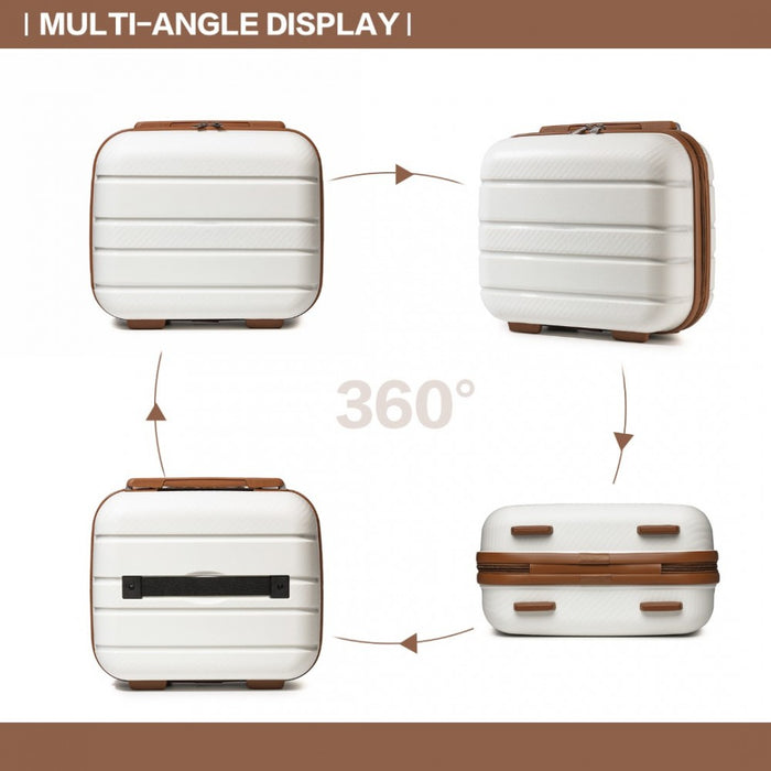 K2091L - Kono 14 Inch Multi Texture Hard Shell PP Vanity Case - Classic Collection - Cream