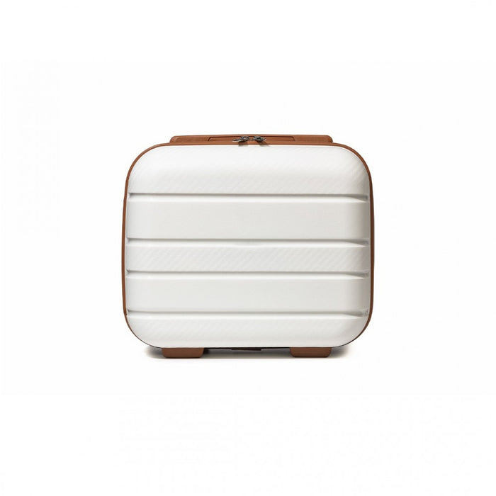 K2091L - Kono 14 Inch Multi Texture Hard Shell PP Vanity Case - Classic Collection - Cream