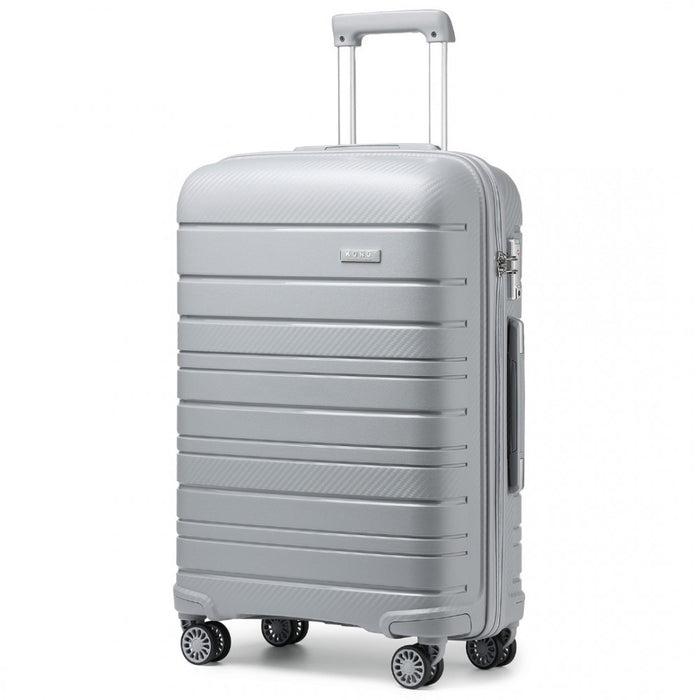 K2091L - Kono 24 Inch Multi Texture Hard Shell PP Suitcase - Classic Collection - Grey