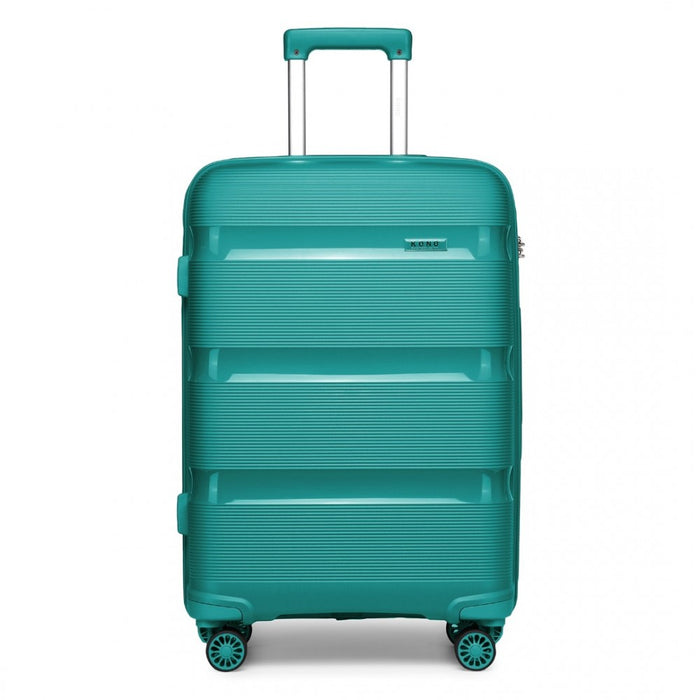 K2092L - Kono 20 Inch Bright Hard Shell PP Carry-On Suitcase In Cabin Size - Blue/Green