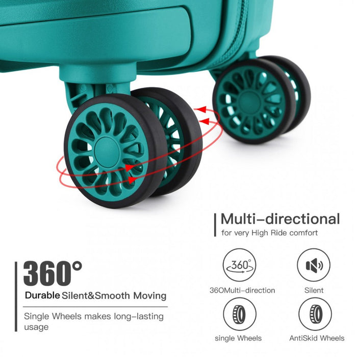 K2092L - Kono 28 Inch Bright Hard Shell PP Suitcase - Classic Collection - Blue/Green