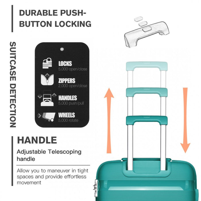 K2092L - Kono 28 Inch Bright Hard Shell PP Suitcase - Classic Collection - Blue/Green