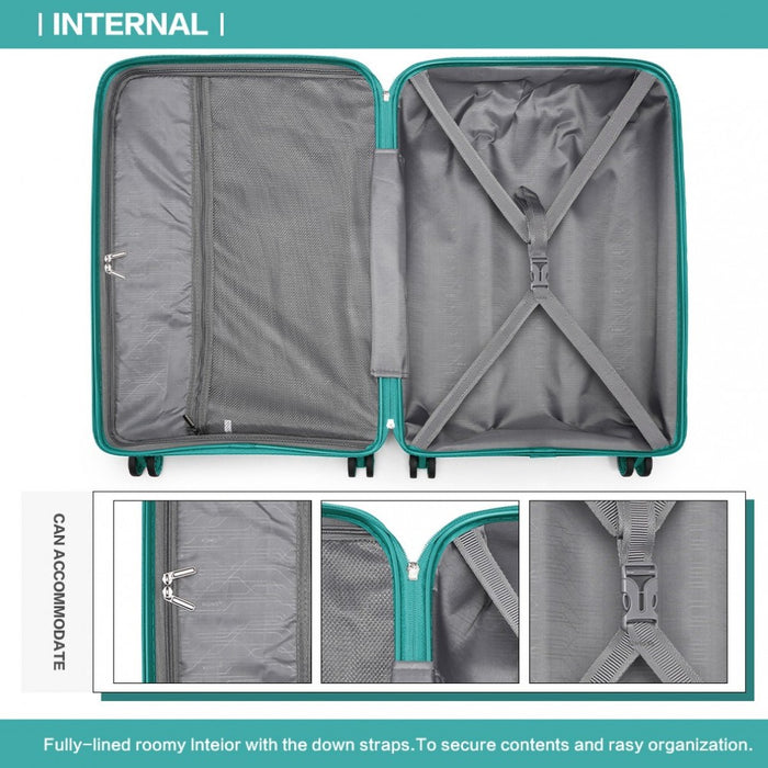 K2092L - Kono 28 Inch Bright Hard Shell PP Suitcase - Classic Collection - Blue/Green