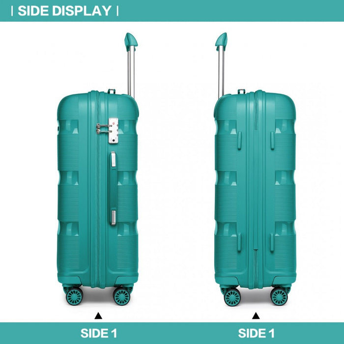 K2092L - Kono 28 Inch Bright Hard Shell PP Suitcase - Classic Collection - Blue/Green