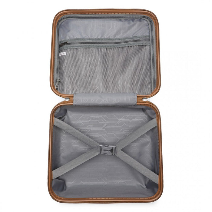 K2092L - Kono 14 Inch Bright Hard Shell PP Vanity Case - Blue and Brown