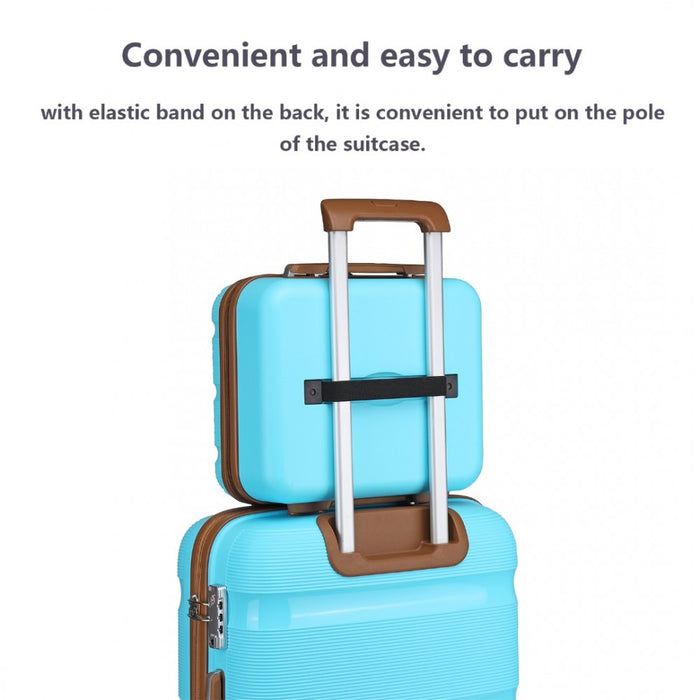 K2092L - Kono 14 Inch Bright Hard Shell PP Vanity Case - Blue and Brown